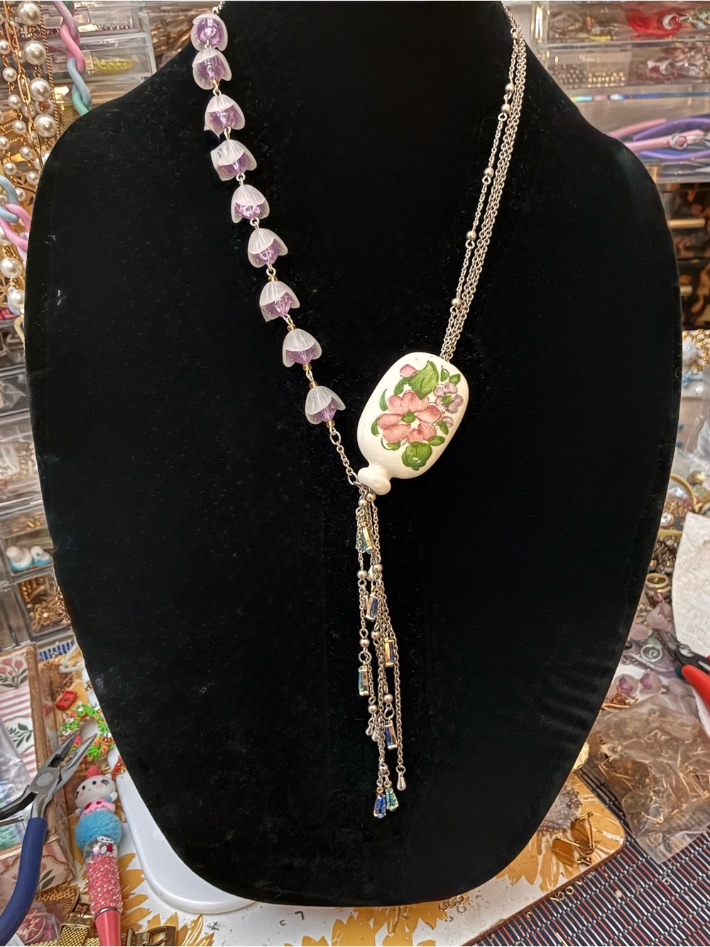 Handmade upcycled necklace from Avon and west Germany necklace